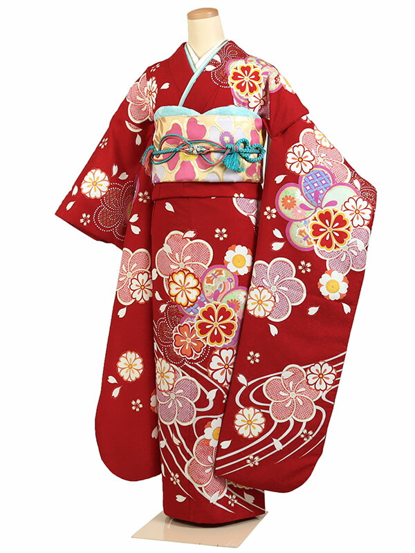 【レンタル】【振袖レンタル 赤系 桜花・梅・流水】振袖 レンタルフルセット ふりそで 振袖セット レンタル振袖 振り袖 結婚式 披露宴 親族 卒業式 パーティー 結納 着物レンタル 貸衣装 女性 和服 華やか 晴れ着 往復送料無料 f721 11,100円