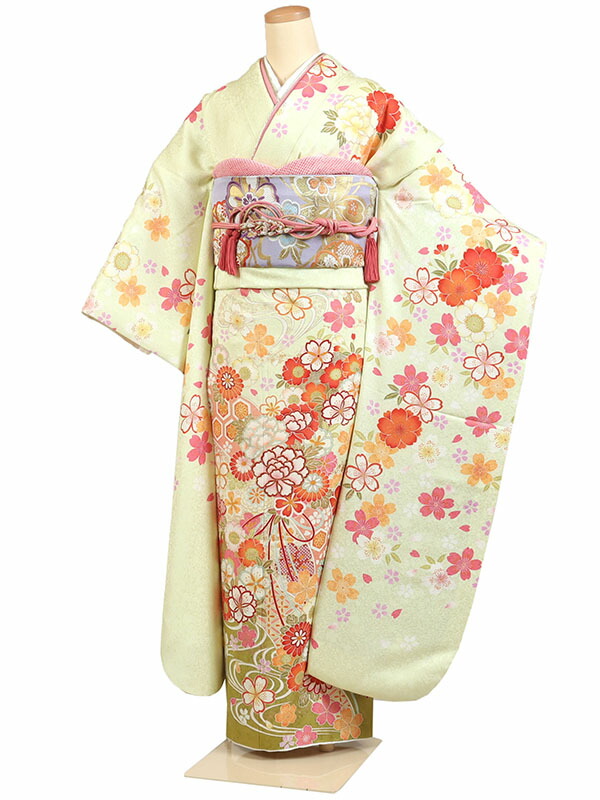 【レンタル】【成人式振袖レンタル クリーム色系 牡丹・四季花】正絹 成人式振袖 振袖レンタルフルセット 振袖 レンタル 振袖フルセット ふりそで レンタル 振袖 振り袖 furisode 成人式レンタル 成人式着物レンタル 貸衣装 かわいい 往復送料無料 f734s