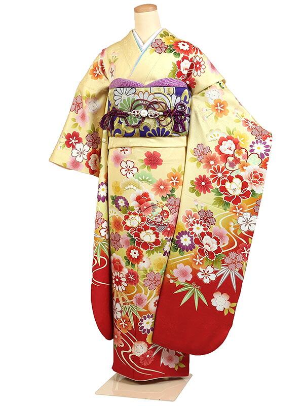 【レンタル】【成人式振袖レンタル クリーム色系 四季花・毬】正絹 成人式振袖 振袖レンタルフルセット 振袖 レンタル 振袖フルセット ふりそで レンタル 振袖 振り袖 furisode 成人式レンタル 成人式着物レンタル 貸衣装 かわいい 往復送料無料 f744s