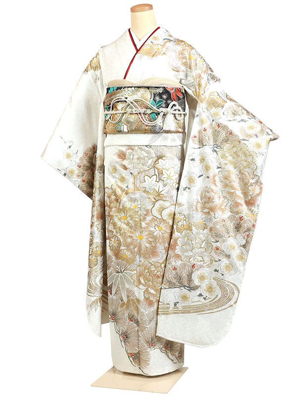 【レンタル】【成人式振袖レンタル 白系 四季花・古典・金彩】正絹 成人式振袖 振袖レンタルフルセット 振袖 レンタル 振袖フルセット ふりそで レンタル 振袖 振り袖 furisode 成人式レンタル 成人式着物レンタル 貸衣装 かわいい 往復送料無料 f769s