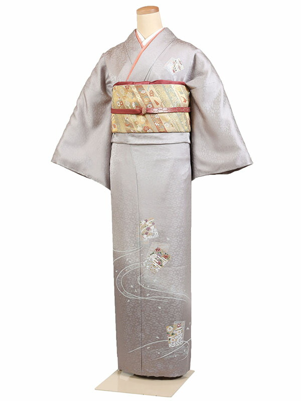 【レンタル】【訪問着 グレー系 色紙・四季花】正絹 訪問着レンタル 訪問着セット レンタル訪問着 着物レンタル 貸衣装 結婚式 入学式 卒業式 お宮参り 七五三 お母さん ママ 母親 パーティー 結納 お茶会 安い 往復送料無料 h552｜京都 きものれんたる京商