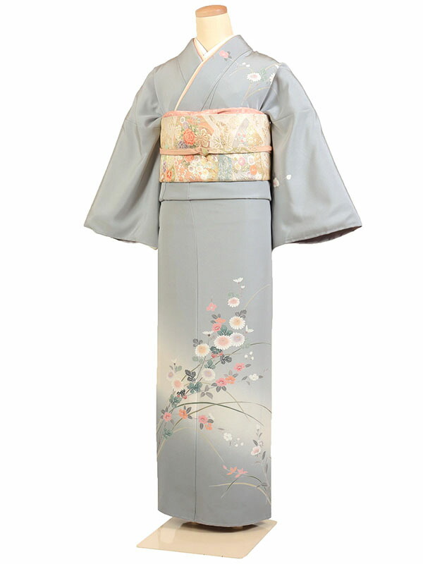 【レンタル】【訪問着 グレー系 小菊・草花】正絹 訪問着レンタル 訪問着セット レンタル訪問着 着物レンタル 貸衣装 結婚式 入学式 卒業式 お宮参り 七五三 お母さん ママ 母親 パーティー 結納 お茶会 安い 往復送料無料 h636