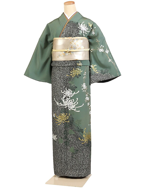 【レンタル】【訪問着 緑系 乱菊・蝋たたき】正絹 訪問着レンタル 訪問着セット レンタル訪問着 着物レンタル 貸衣装 結婚式 入学式 卒業式 お宮参り 七五三 お母さん ママ 母親 パーティー 結納 お茶会 安い 往復送料無料 h647|京都 きものれんたる京商