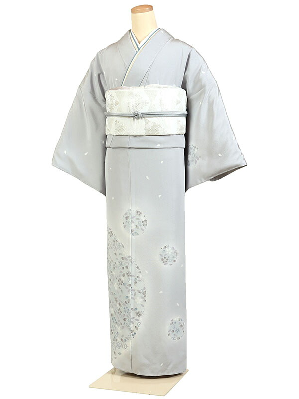 【レンタル】【訪問着 京友禅 グレー系 くすみ くすみカラー桜花・花びら】正絹 訪問着レンタル 訪問着セット レンタル訪問着 着物レンタル 貸衣装 結婚式 入学式 卒業式 お宮参り 七五三 お母さん ママ 母親 パーティー 結納 お茶会 安い 往復送料無料 h773