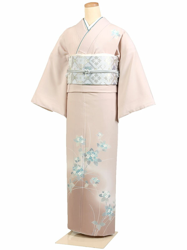 【レンタル】【訪問着 ピンクベージュ系 くすみ くすみカラー 紫陽花】訪問着レンタル 訪問着セット レンタル訪問着 着物レンタル 貸衣装 結婚式 入学式 卒業式 お宮参り 七五三 お母さん ママ 母親 パーティー 結納 お茶会 安い 往復送料無料 h823