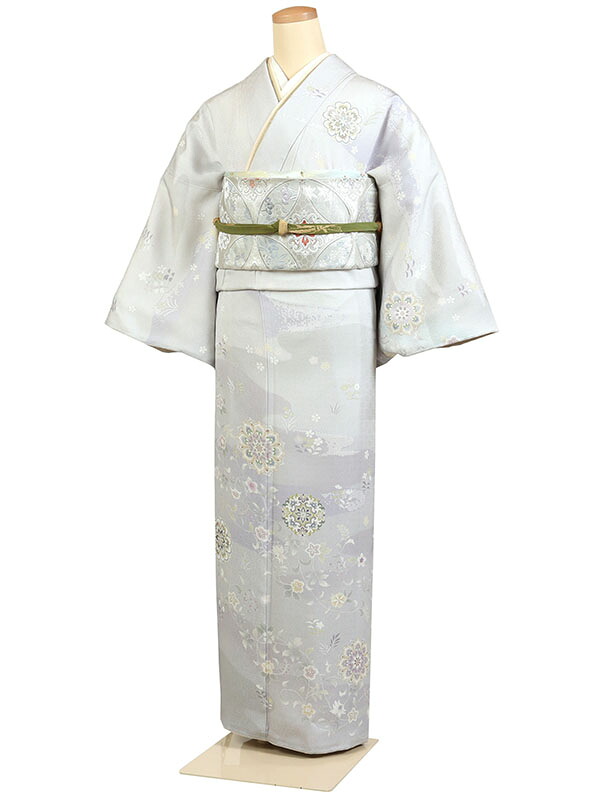 【レンタル】【訪問着 京友禅 グレー系 くすみカラー 華文・エ霞】正絹 訪問着レンタル 訪問着セット レンタル訪問着 着物レンタル 貸衣装 結婚式 入学式 卒業式 お宮参り 七五三 お母さん ママ 母親 パーティー 結納 お茶会 安い 往復送料無料 h831