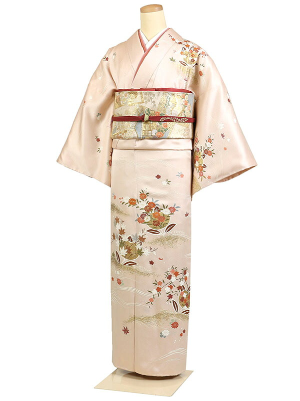 【レンタル】【訪問着 京友禅 ピンク系 橘・菊花・紅葉】正絹 訪問着レンタル 訪問着セット レンタル訪問着 着物レンタル 貸衣装 結婚式 入学式 卒業式 お宮参り 七五三 お母さん ママ 母親 パーティー 結納 お茶会 安い 往復送料無料 h835