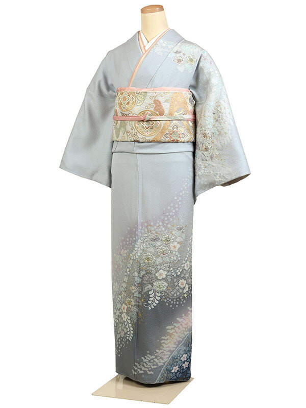 楽天市場】【レンタル】【訪問着・ブルーグレー】正絹訪問着レンタル