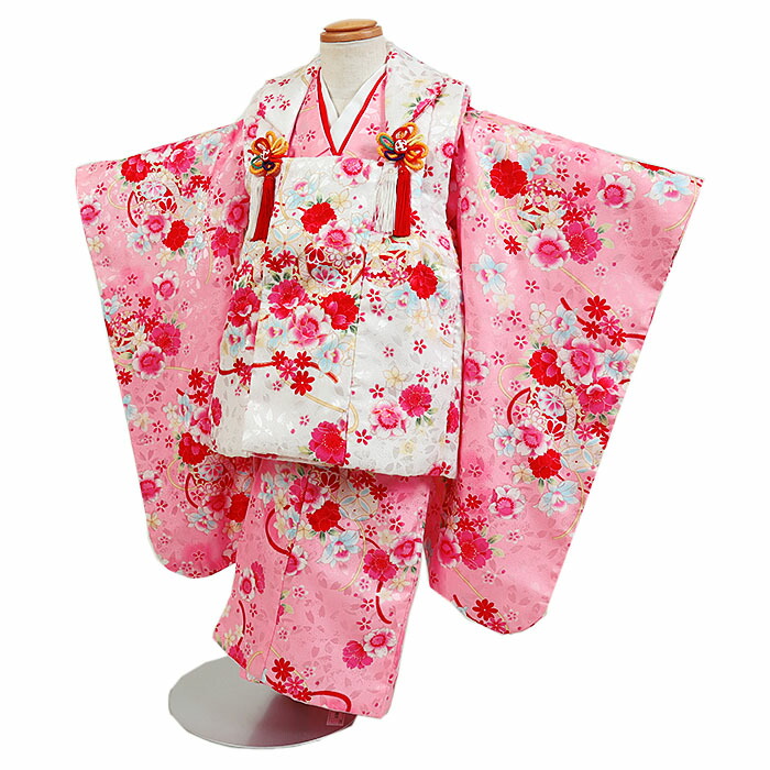 【レンタル】被布 女児 2歳用 七五三 白 ピンク 身長80～90cm 被布セット 2～3歳 女の子 753 七五三姉妹 hifu2-0002