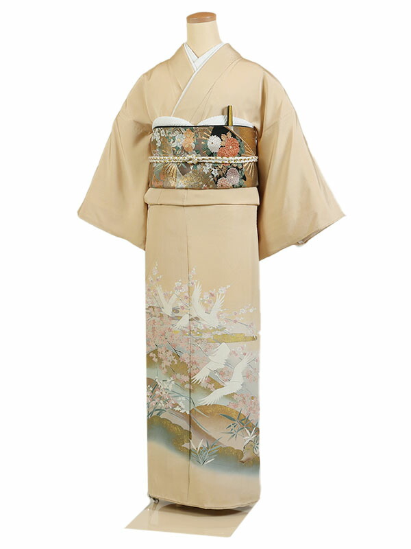 【レンタル】【色留袖・クリーム地】色留袖｜着物｜レンタル｜結婚式｜披露宴｜食事会｜表彰式｜貸衣装｜貸衣裳｜フルセット｜女性和服｜和服｜母親｜祖母｜親族｜チャペル｜安い｜往復送料無料