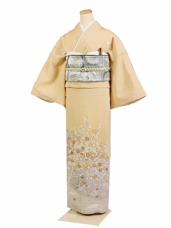 【レンタル】【色留袖・からし系 ・梅・四季花】五つ紋 色留袖レンタル 着物レンタル 結婚式 披露宴 食事会 表彰式 褒章 貸衣装 貸衣裳 オススメ 式典 留袖フルセット 色留め袖 第一礼装 和服 母 若い 新婦姉妹 親戚 祖母 親族 チャペル 安い 往復送料無料 it0144