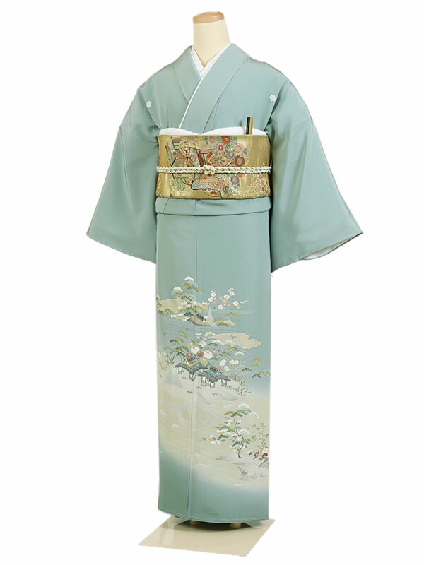 【レンタル】【色留袖・緑系 ・茶屋辻・四季花】五つ紋 色留袖レンタル 着物レンタル 結婚式 披露宴 食事会 表彰式 褒章 貸衣装 貸衣裳 オススメ 式典 留袖フルセット 色留め袖 第一礼装 和服 母 若い 新婦姉妹 親戚 祖母 親族 チャペル 安い 往復送料無料 it0154