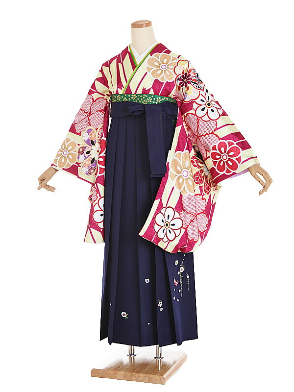 【レンタル】【卒業式袴 黄エンジ系・矢絣×紺袴】卒業式 袴 レンタル 女 身長153～158cm 卒業袴 女袴 卒業式袴セット 大学生 短大 教員 先生 二尺袖袴フルセット 専門学生 謝恩会 高校 文化祭 個性 モダンポップ おしゃれ 被らない 往復送料無料 n213
