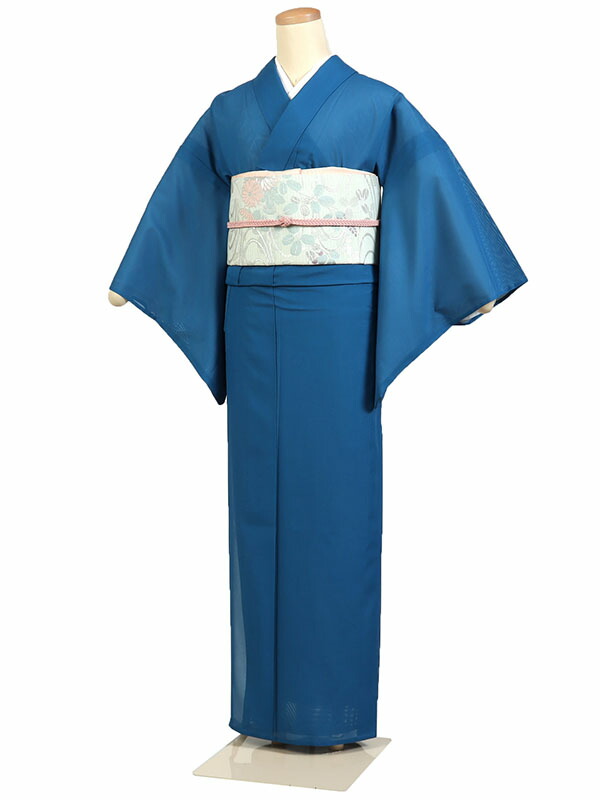 レンタル 色無地 絽 夏物 一つ紋 身長：140～150cm 青系 母親 着物 結婚式 お宮参り r-0130