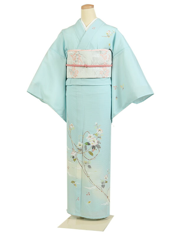 レンタル 訪問着 絽 夏物 身長:155~165cm 正絹 水色系 母親 着物 結婚式 お宮参り r-0104|京都 きものれんたる京商
