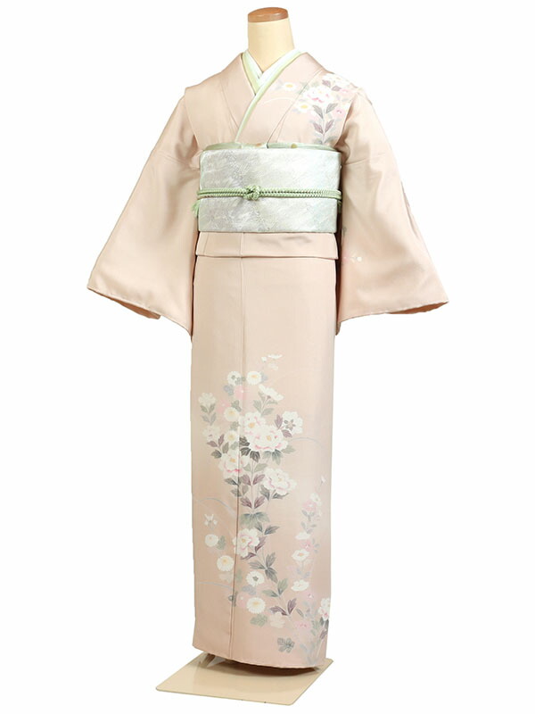 【レンタル】【訪問着 京友禅 薄ピンク系 くすみカラー 牡丹・菊花】正絹 訪問着レンタル 訪問着セット レンタル訪問着 着物レンタル 貸衣装 結婚式 入学式 卒業式 お宮参り 七五三 お母さん ママ 母親 パーティー 結納 お茶会 安い 往復送料無料 h944