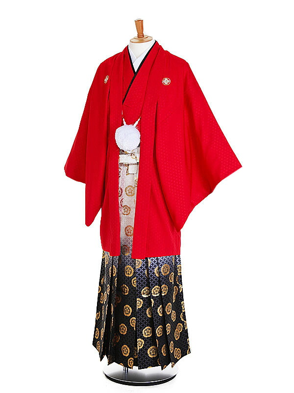 【レンタル】【紋付袴 赤系&times;織田木瓜】男着物 袴 レンタル 紋付フルセット レンタル紋付 着物レンタル 貸衣装 結婚式 披露宴 和婚 新郎 卒業式 パーティー 男 和服 安い 往復送料無料 メンズ mt63｜京都 きものれんたる京商