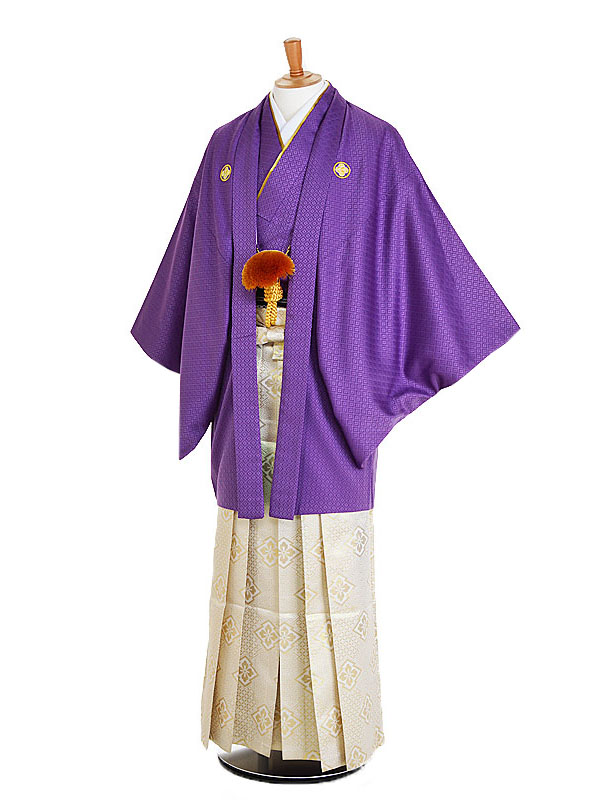 【レンタル】【成人式紋付袴 紫系×金松皮菱】紋付袴レンタル 男着物 袴 レンタル 紋付フルセット レンタル紋付 着物レンタル 貸衣装 成人式着物 男 男性用袴レンタル 二十歳 ハタチ 和服 安い 往復送料無料 メンズ mt74s