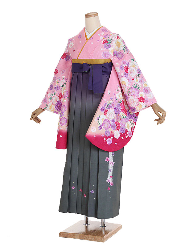 【レンタル】【卒業式袴 ピンク・桜菊×刺繍・紫緑袴】卒業式 袴 レンタル 卒業袴 女袴 卒業式袴セット 大学生 短大 教員 先生 二尺袖袴フルセット 専門学生 謝恩会 高校 文化祭 個性 おしゃれ 被らない 往復送料無料 n467