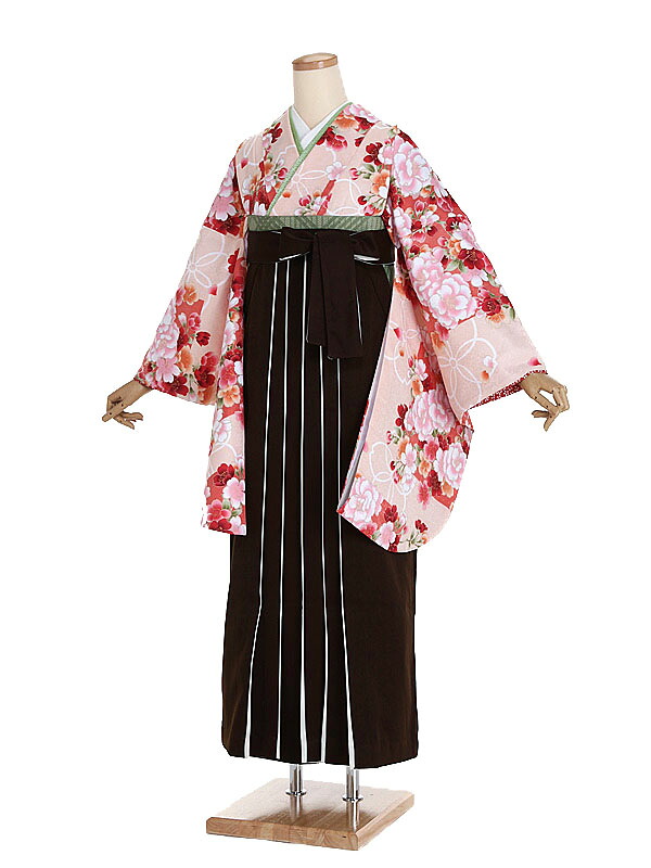 【レンタル】【卒業式袴 ベージュ・桜花×茶色袴】卒業式 袴 レンタル 卒業袴 女袴 卒業式袴セット 大学生 短大 教員 先生 二尺袖袴フルセット 専門学生 謝恩会 高校 文化祭 個性 おしゃれ 被らない 往復送料無料 n499