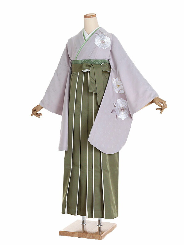 【レンタル】【卒業式袴 グレー・菊花×カーキ袴 くすみカラー】卒業式 袴 レンタル 卒業袴 女袴 卒業式袴セット 大学生 短大 教員 先生 二尺袖袴フルセット 専門学生 謝恩会 高校 文化祭 個性 おしゃれ 被らない 往復送料無料 n516