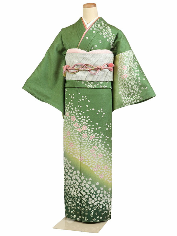 【レンタル】【訪問着 京友禅 黄緑系 桜花・紅葉】正絹 訪問着レンタル 訪問着セット レンタル訪問着 着物レンタル 貸衣装 結婚式 入学式 卒業式 お宮参り 七五三 お母さん ママ 母親 パーティー 結納 お茶会 安い 往復送料無料 h923