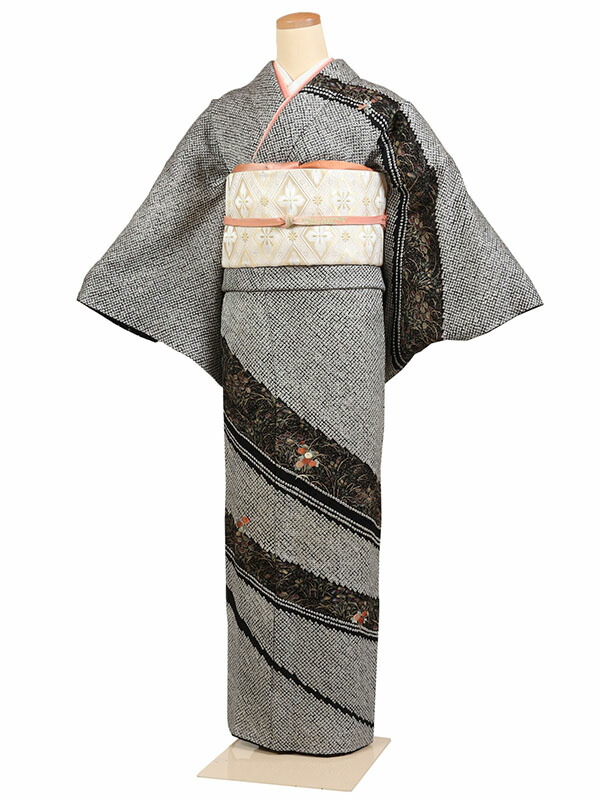 レンタル 訪問着 身長：155～165cm 正絹 黒系 総絞り 着物 母親 結婚式 入学式 卒業式 お宮参り 七五三 h-1057