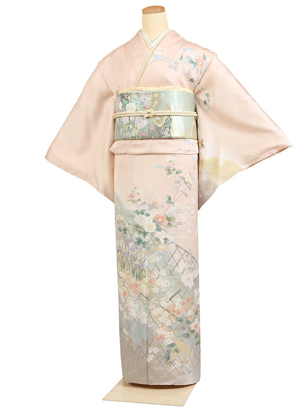 レンタル 訪問着 身長:155~165cm 正絹 ピンク系 着物 母親 結婚式 入学式 卒業式 お宮参り 七五三 h-1063|京都 きものれんたる京商
