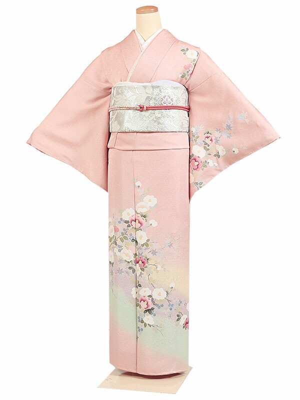 レンタル 訪問着 身長：155～165cm 正絹 ピンク系  着物 母親 結婚式 入学式 卒業式 お宮参り 七五三 h-1069