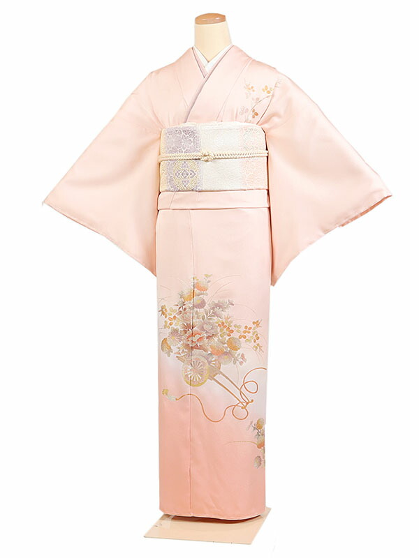 レンタル 訪問着 身長：155～165cm 正絹 ピンク系  着物 母親 結婚式 入学式 卒業式 お宮参り 七五三 h-1083