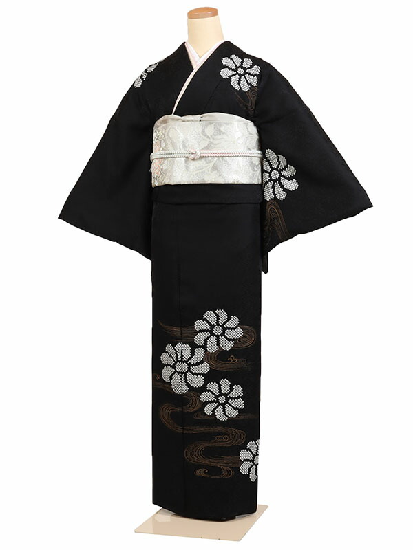 レンタル 訪問着 身長：155～165cm 正絹 黒系 絞り 着物 母親 結婚式 入学式 卒業式 お宮参り 七五三 h-1091