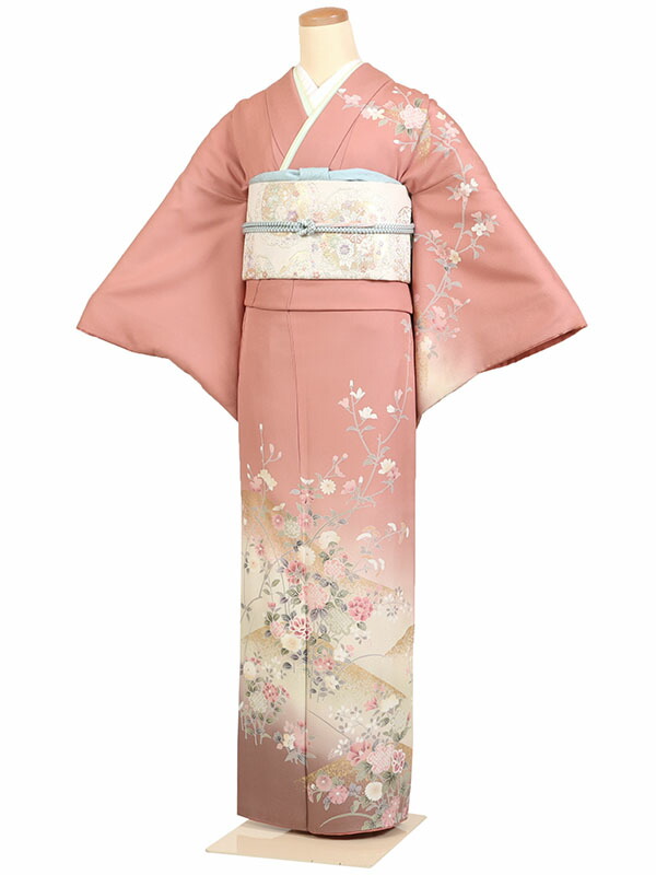 レンタル 訪問着 身長：150～160cm 正絹 ピンク系 着物 母親 結婚式 入学式 卒業式 お宮参り 七五三 h-1112