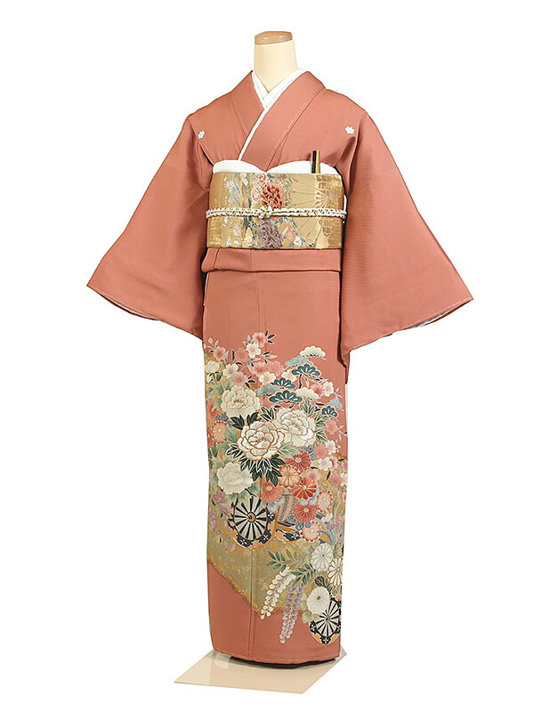 【レンタル】【色留袖・赤茶系 ・花車・四季花】五つ紋 色留袖レンタル 着物レンタル 結婚式 披露宴 食事会 表彰式 褒章 貸衣装 貸衣裳 オススメ 式典 留袖フルセット 色留め袖 第一礼装 和服 母 若い 新婦姉妹 親戚 祖母 親族 チャペル 安い 往復送料無料　it0162 11,928円
