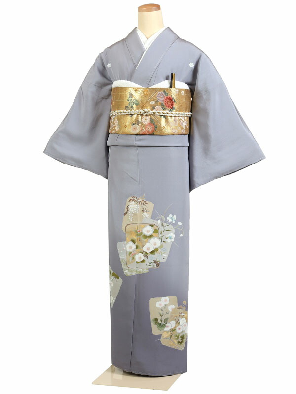 【レンタル】【色留袖・グレー系・色紙・四季花】五つ紋 色留袖レンタル 着物レンタル 結婚式 披露宴 食事会 表彰式 褒章 貸衣装 貸衣裳 オススメ 式典 留袖フルセット 色留め袖 第一礼装 和服 母 若い 新婦姉妹 親戚 祖母 親族 チャペル 安い 往復送料無料 it0168