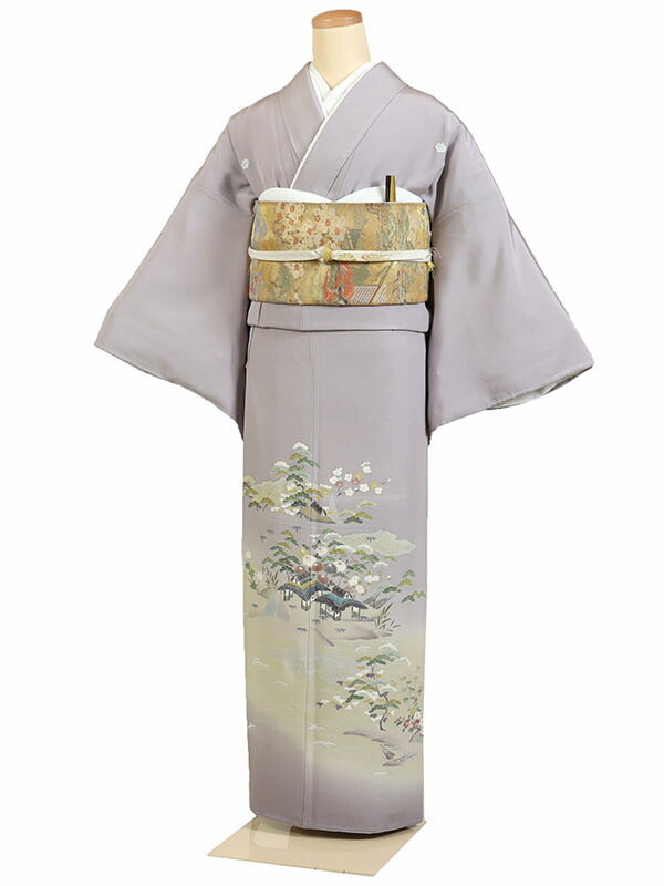 【レンタル】【色留袖・紫・グレー系・茶屋辻・四季花】五つ紋 色留袖レンタル 着物レンタル 結婚式 披露宴 食事会 表彰式 褒章 貸衣装 貸衣裳 オススメ 式典 留袖フルセット 色留め袖 第一礼装 和服 母 若い 新婦姉妹 親戚 祖母 親族 チャペル 安い 往復送料無料 it0173