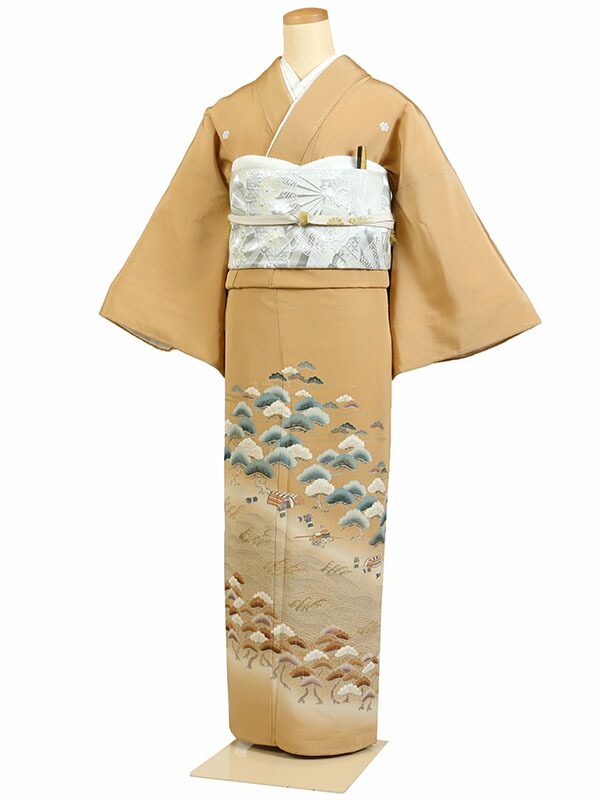 【レンタル】【色留袖 カラシ系・風景画など】五つ紋 色留袖レンタル 着物レンタル 結婚式 披露宴 食事会 表彰式 褒章 貸衣装 貸衣裳 オススメ 式典 留袖フルセット 色留め袖 第一礼装 和服 母 若い 新婦姉妹 親戚 祖母 親族 チャペル 安い 往復送料無料 it0176