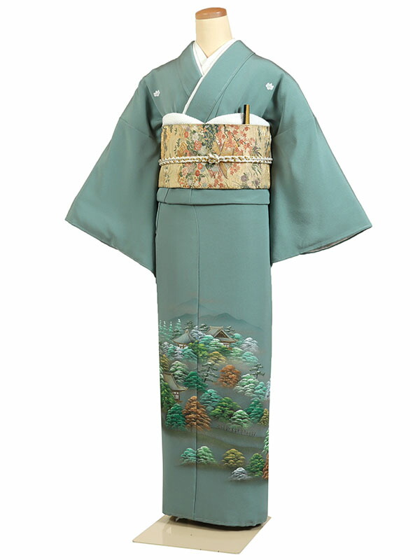 【レンタル】【色留袖 緑系・茶屋辻など】五つ紋 色留袖レンタル 着物レンタル 結婚式 披露宴 食事会 表彰式 褒章 貸衣装 貸衣裳 オススメ 式典 留袖フルセット 色留め袖 第一礼装 和服 母 若い 新婦姉妹 親戚 祖母 親族 チャペル 安い 往復送料無料 it0194