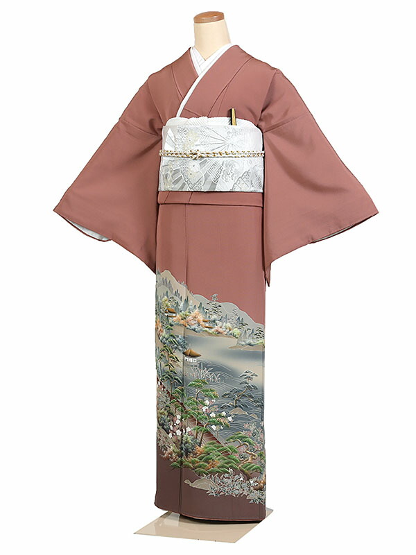 【レンタル】【色留袖・赤系 ・茶屋辻】五つ紋 色留袖レンタル 着物レンタル 結婚式 披露宴 食事会 表彰式 褒章 貸衣装 貸衣裳 オススメ 式典 留袖フルセット 色留め袖 第一礼装 和服 母 若い 新婦姉妹 親戚 祖母 親族 チャペル 安い 往復送料無料 it0230