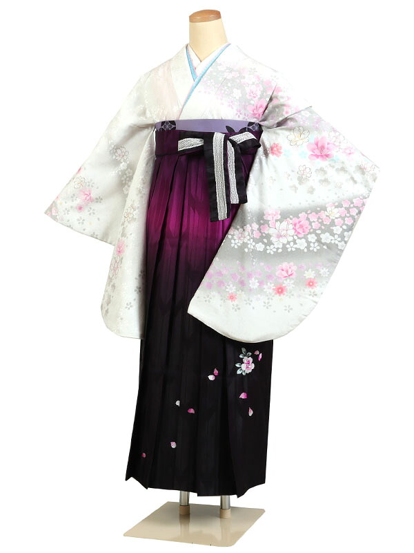【レンタル】【卒業式袴 白色×刺繍・紫袴 】卒業式 袴 レンタル 卒業袴 女袴 卒業式袴セット 大学生 短大 教員 先生 二尺袖袴フルセット 専門学生 謝恩会 高校 文化祭 個性 モダンポップ おしゃれ 被らない 往復送料無料 n633
