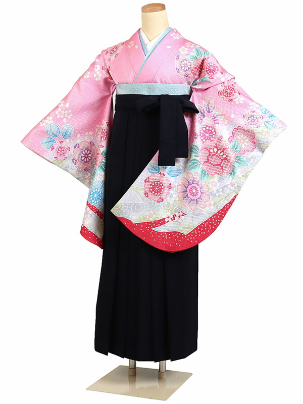 【レンタル】【卒業式袴 ピンク・牡丹×紺袴】卒業式 袴 レンタル 卒業袴 女袴 卒業式袴セット 大学生 短大 教員 先生 二尺袖袴フルセット 専門学生 謝恩会 高校 文化祭 個性 おしゃれ 被らない 往復送料無料 n670