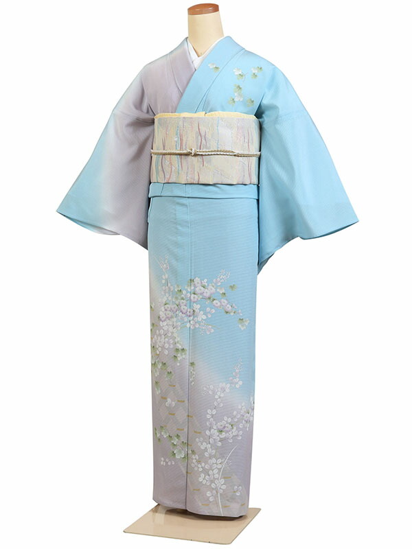 レンタル 訪問着 絽 夏物 身長:155~165cm 正絹 水色系 母親 着物 結婚式 お宮参り r-0144|京都 きものれんたる京商