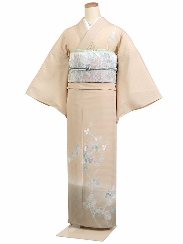 レンタル 訪問着 絽 夏物 身長：155～165cm ベージュ系 母親 着物 結婚式 お宮参り r-0148
