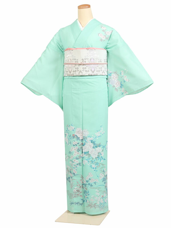 レンタル 訪問着 絽 夏物 身長：145～155cm 緑系 母親 着物 結婚式 お宮参り r-0151 7,448円