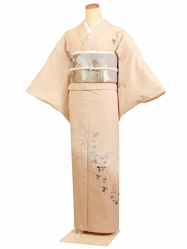 レンタル 訪問着 絽 夏物 身長：145～155cm ベージュ系 母親 着物 結婚式 お宮参り r-0153