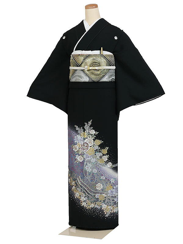 【レンタル】【黒留袖 桂由美 薔薇にリボン】YUMIKATSURA ブランド留袖 黒留袖レンタル 着物レンタル 結婚式 披露宴 貸衣装 貸衣裳 フルセット 女性和服 母親 祖母 親族 チャペル 人気 おすすめ 往復送料無料t-340