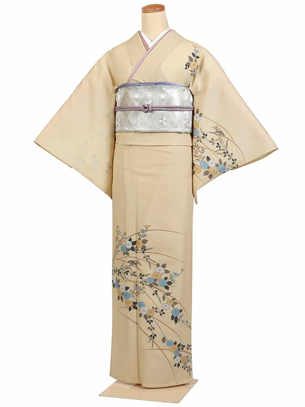 レンタル 訪問着 単衣 夏物 身長：145～155cm ベージュ系 母親 着物 結婚式 お宮参り as-0203