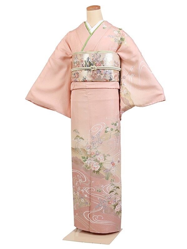 レンタル 訪問着 身長：155～165cm 正絹 ピンク系 四季花 着物 母親 結婚式 入学式 卒業式 お宮参り 七五三 h-1173｜京都 きものれんたる京商