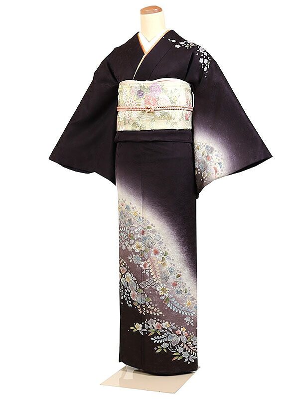 レンタル 訪問着 身長:155~161cm 正絹 紫系 辻が花 着物 母親 結婚式 入学式 卒業式 お宮参り 七五三 h-1203|京都 きものれんたる京商
