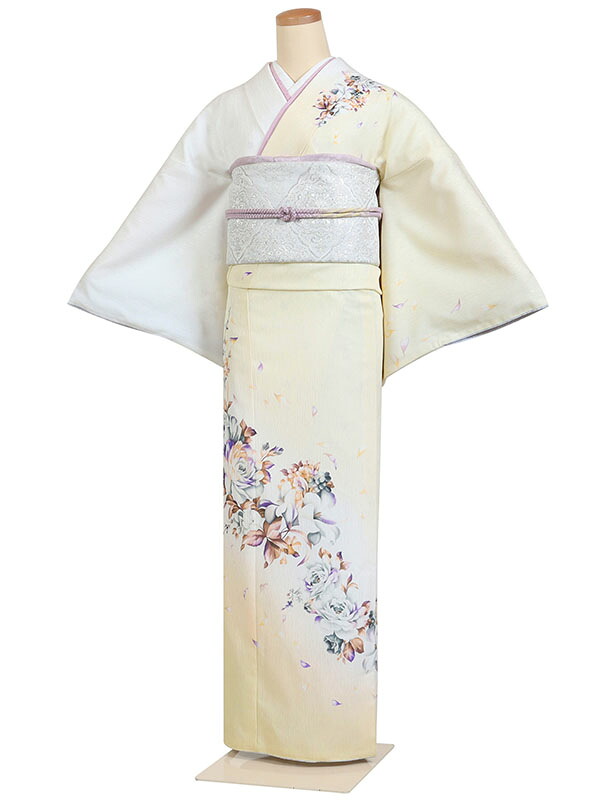 レンタル 訪問着 身長：155～160cm 黄色系 四季花 着物 母親 結婚式 入学式 卒業式 お宮参り パーティー 七五三 h-1212