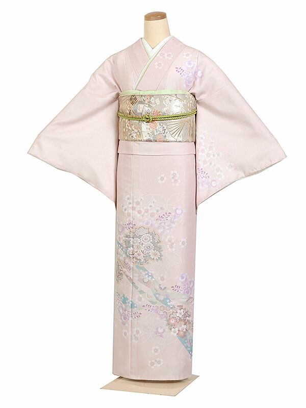 大きいサイズ 広幅 レンタル 訪問着 身長:160～170cm 号数:15～17号 ピンク系 着物 母親 結婚式 入学式 卒業式 お宮参り 七五三 h-01256
